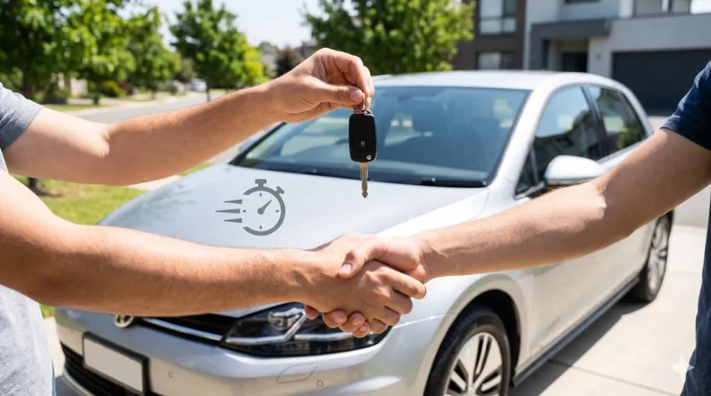 Voiture avec un panneau à vendre