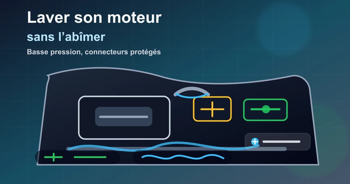 Lavage prudent d’un compartiment moteur avec protection des connecteurs, batterie et boîtier de fusibles